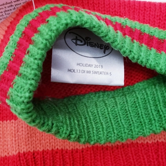 Disney Pets Holiday Collection Mickey Mouse Stripped Knit Sweater Size Small NWT - Picture 3 of 5